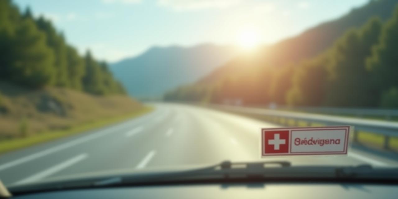 Schweizer Autobahn und Vignette Nahaufnahme